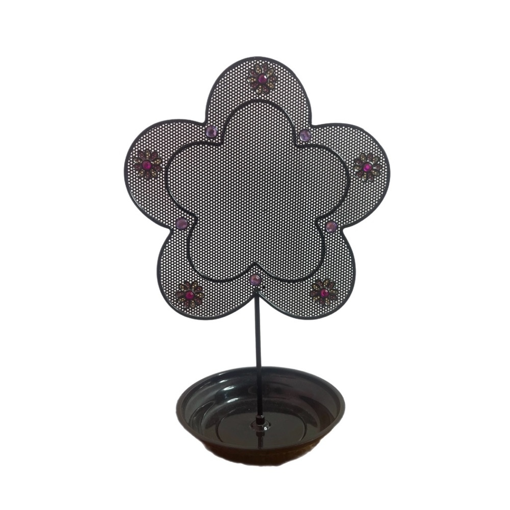 Vintage Black Flower-Shaped Jewelry Holder